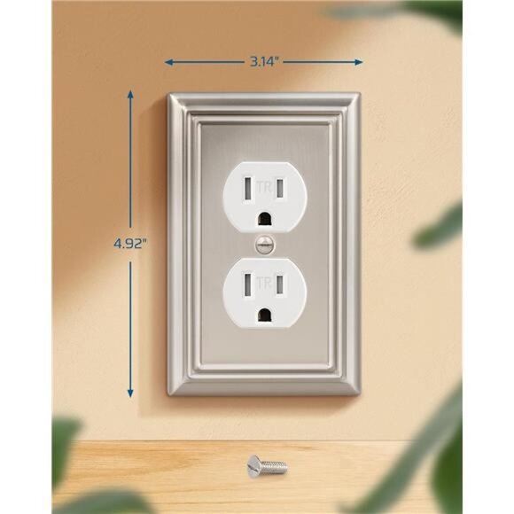4-Pack Duplex Wall Plate, Metal Wall Outlet Cover for Receptacle, Light Switch - Picture 7 of 8